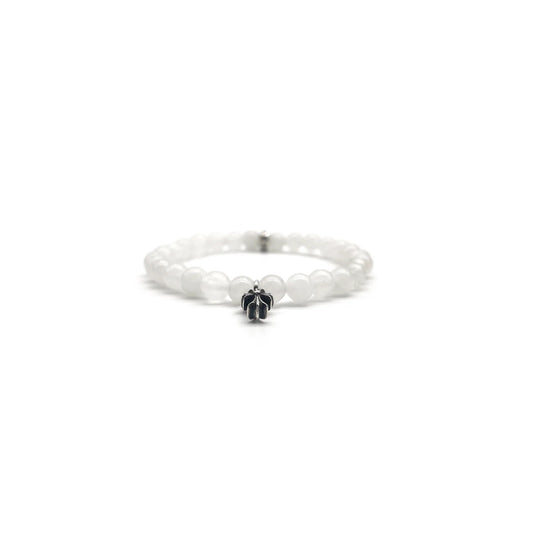 Chrome Hearts 6mm Silver Cross Beaded Bracelet White