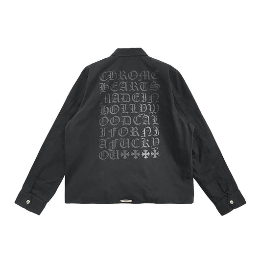 Black Zip Up Script Work Jacket