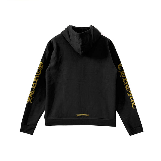 Gold Script Pullover Chrome Hearts Black Hoodie