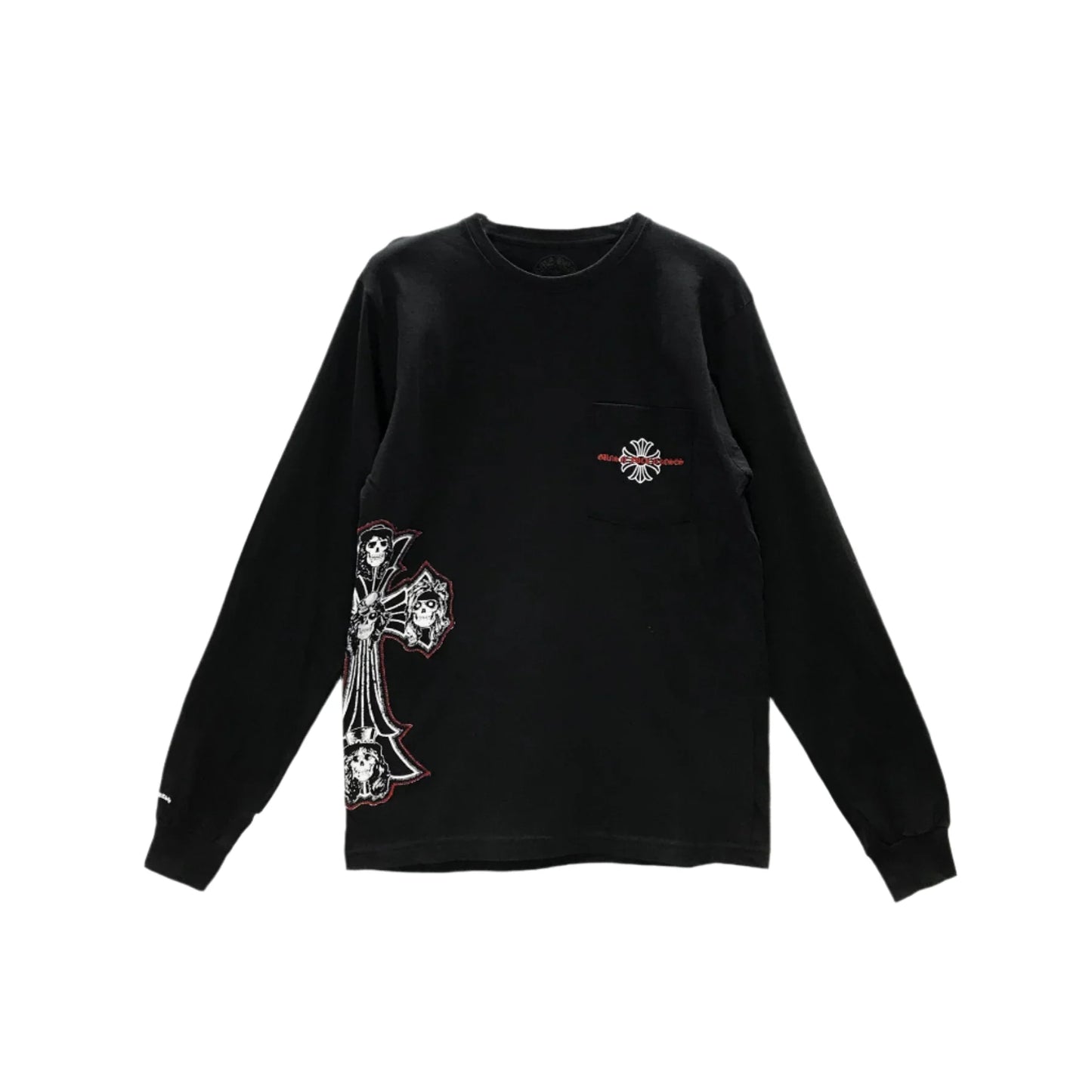 Gun N' Roses Black Cross Embroidered Long Sleeve T-Shirt