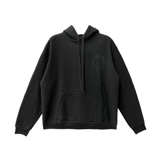 Online Stylish Glitter Script Floral Sleeve Black Pullover Hoodie