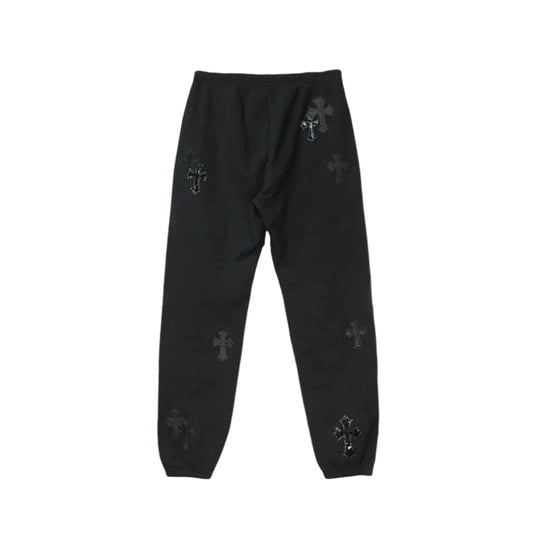 Patent Leather Cross Chrome Hearts Sweatpants