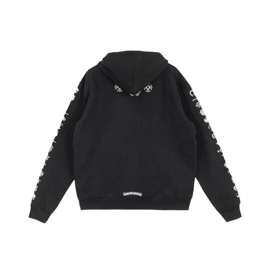 Script Logo Zip Up Chrome Hearts Black Hoodie