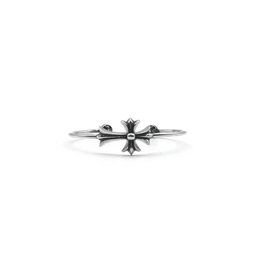 Silver Tiny Cross Chrome Hearts Bangle Bracelet