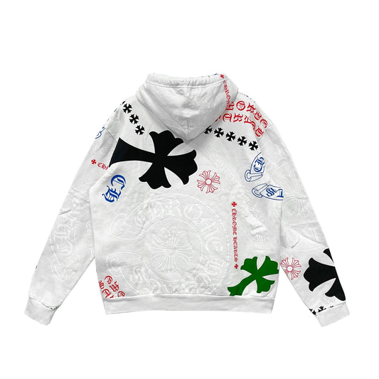 Chrome Hearts Pullover Hoodie Stencil Multi Cross & Horseshoe Logo