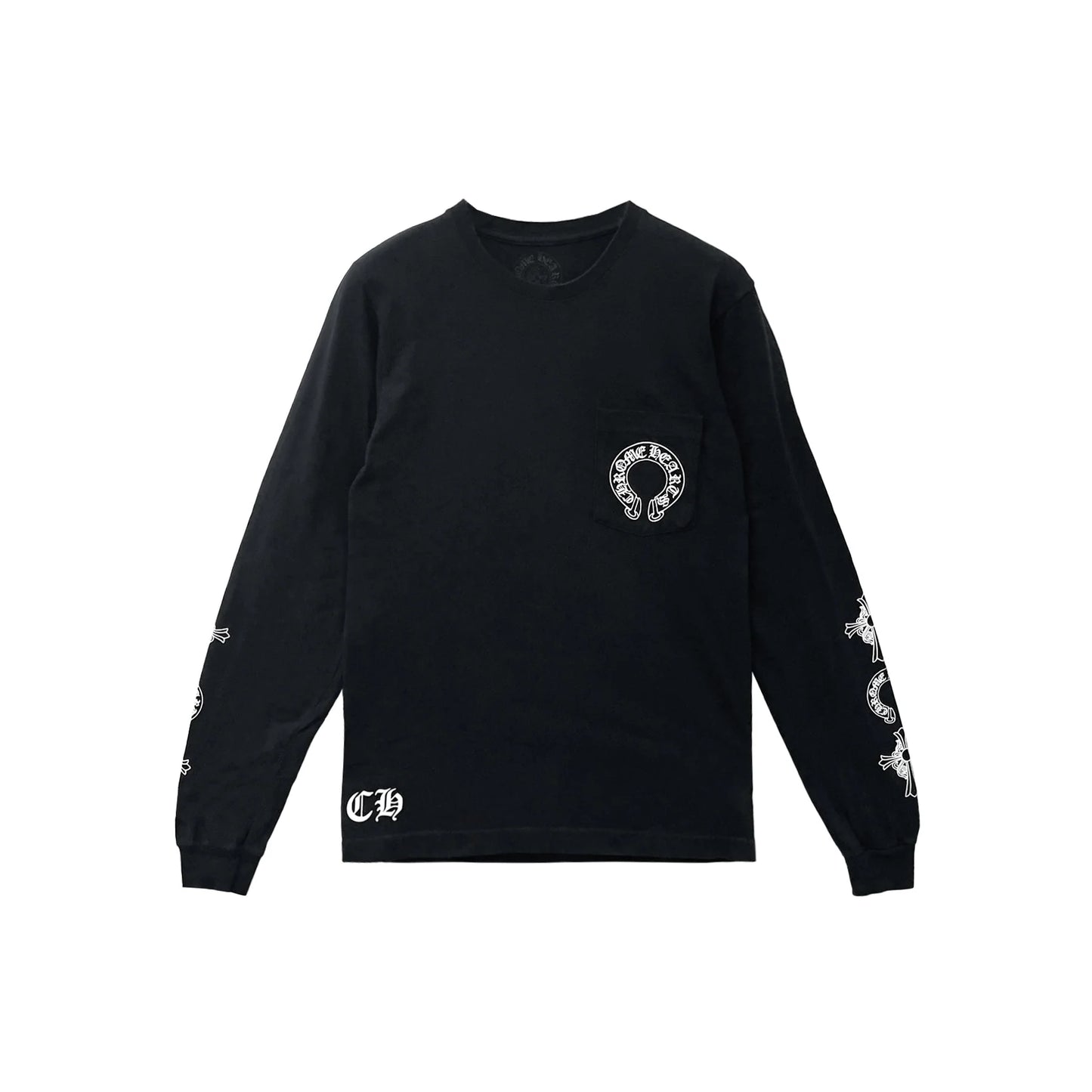 Multi Cross Floral T-Bar Black Long Sleeve Tee