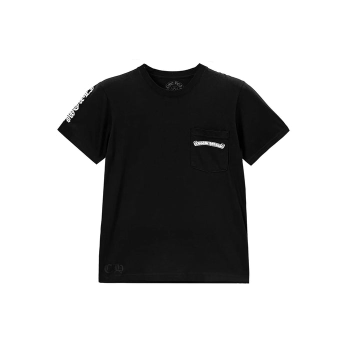 Tonal Phantom Cross Scroll Label Pocket T-shirt Black