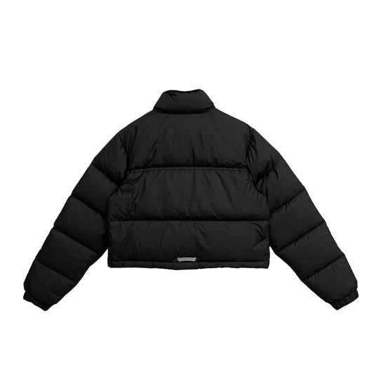 Women's Tonal Monogram Cross Pattern Cropped Puffer Down Jacket