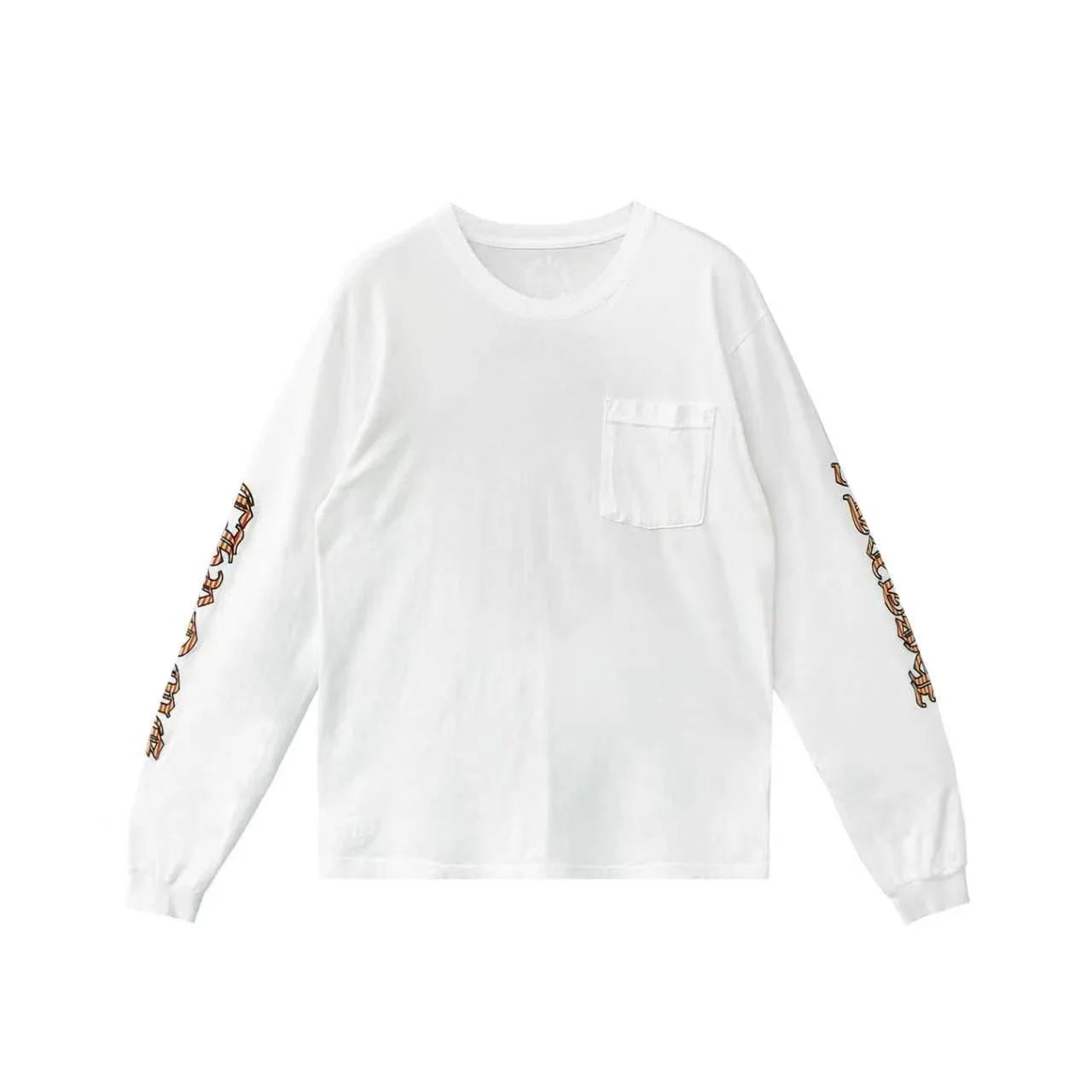 Yellow Dagger Script Long Sleeve White T-Shirt