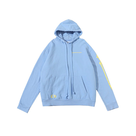 Chrome Hearts Yellow Horseshoe Blue Pullover Hoodie