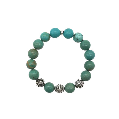 Chrome Hearts 12mm Silver Cross Beaded Bracelet