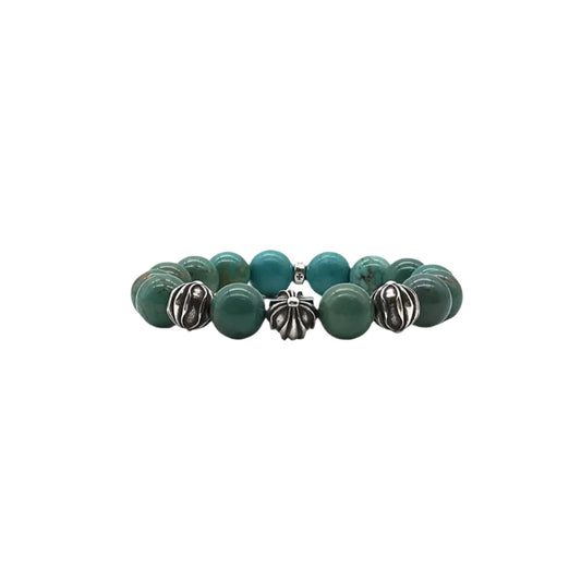 Chrome Hearts 12mm Silver Cross Beaded Bracelet