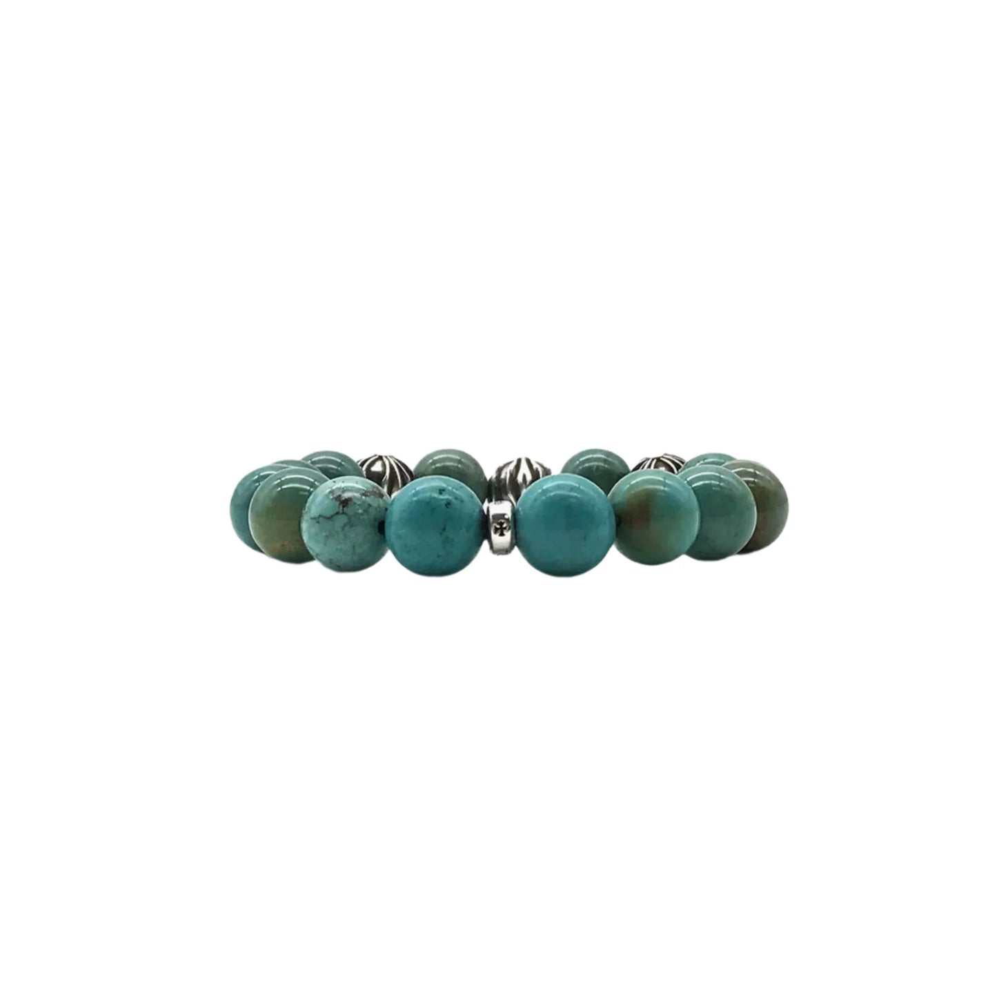 Chrome Hearts 12mm Silver Cross Beaded Bracelet