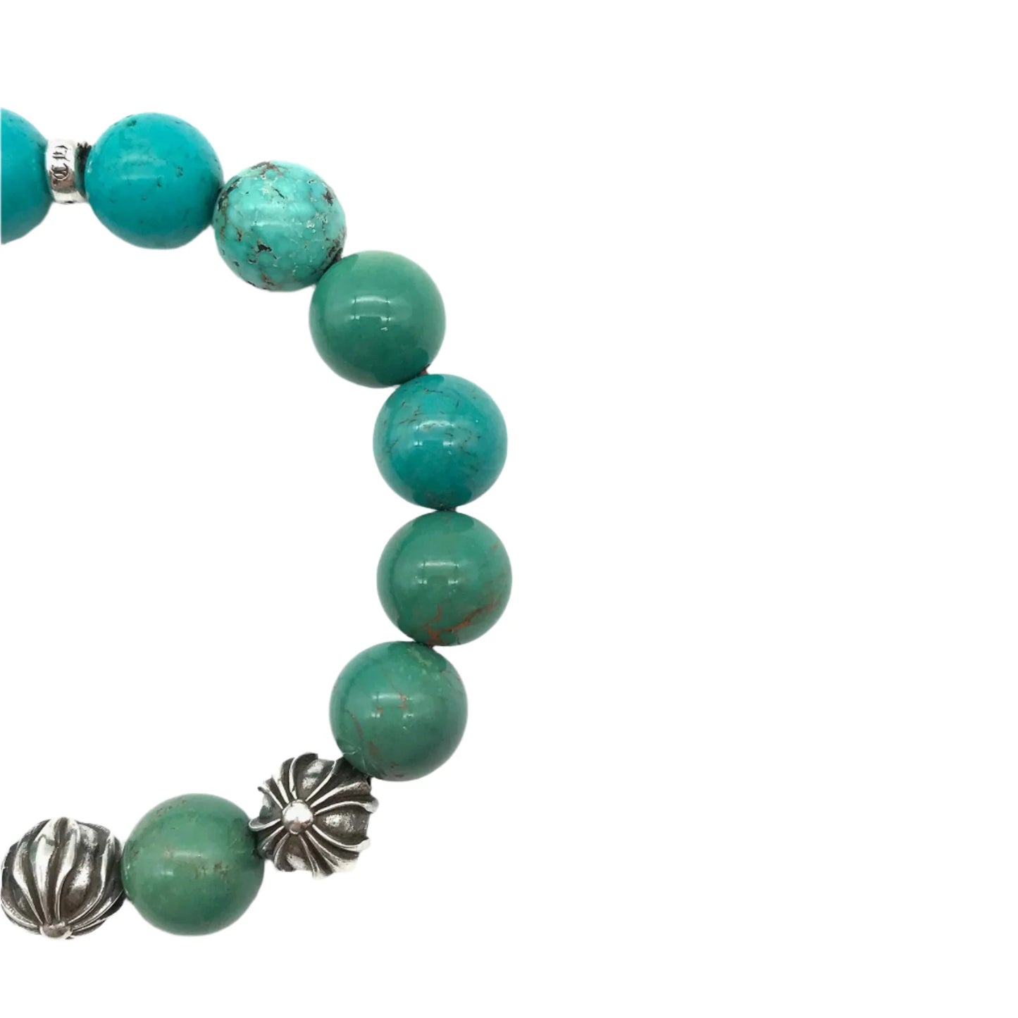 Chrome Hearts 12mm Silver Cross Beaded Bracelet
