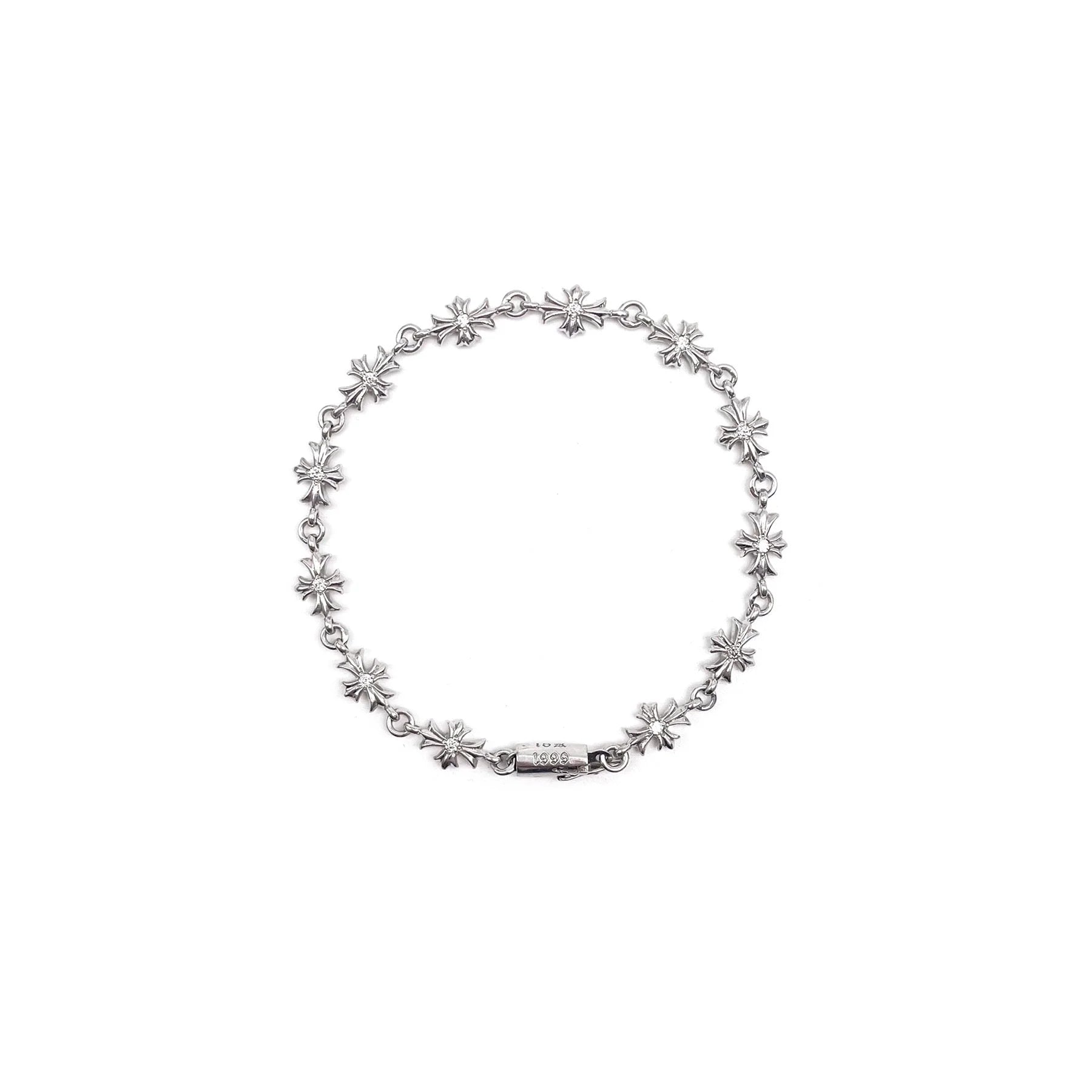 18K White Gold Diamonds Tiny E Bracelet