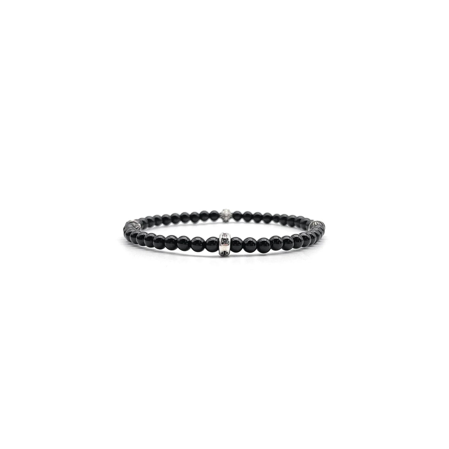 4mm Silver Cross Bracelet Black