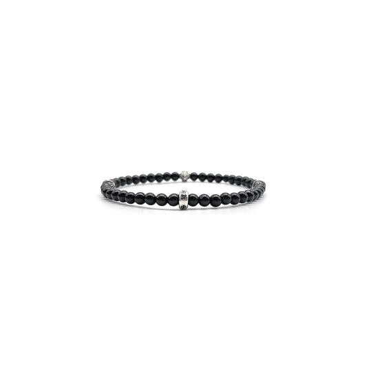 4mm Silver Cross Bracelet Black