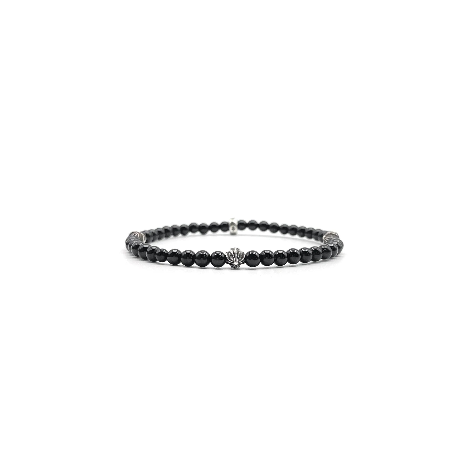 4mm Silver Cross Bracelet Black