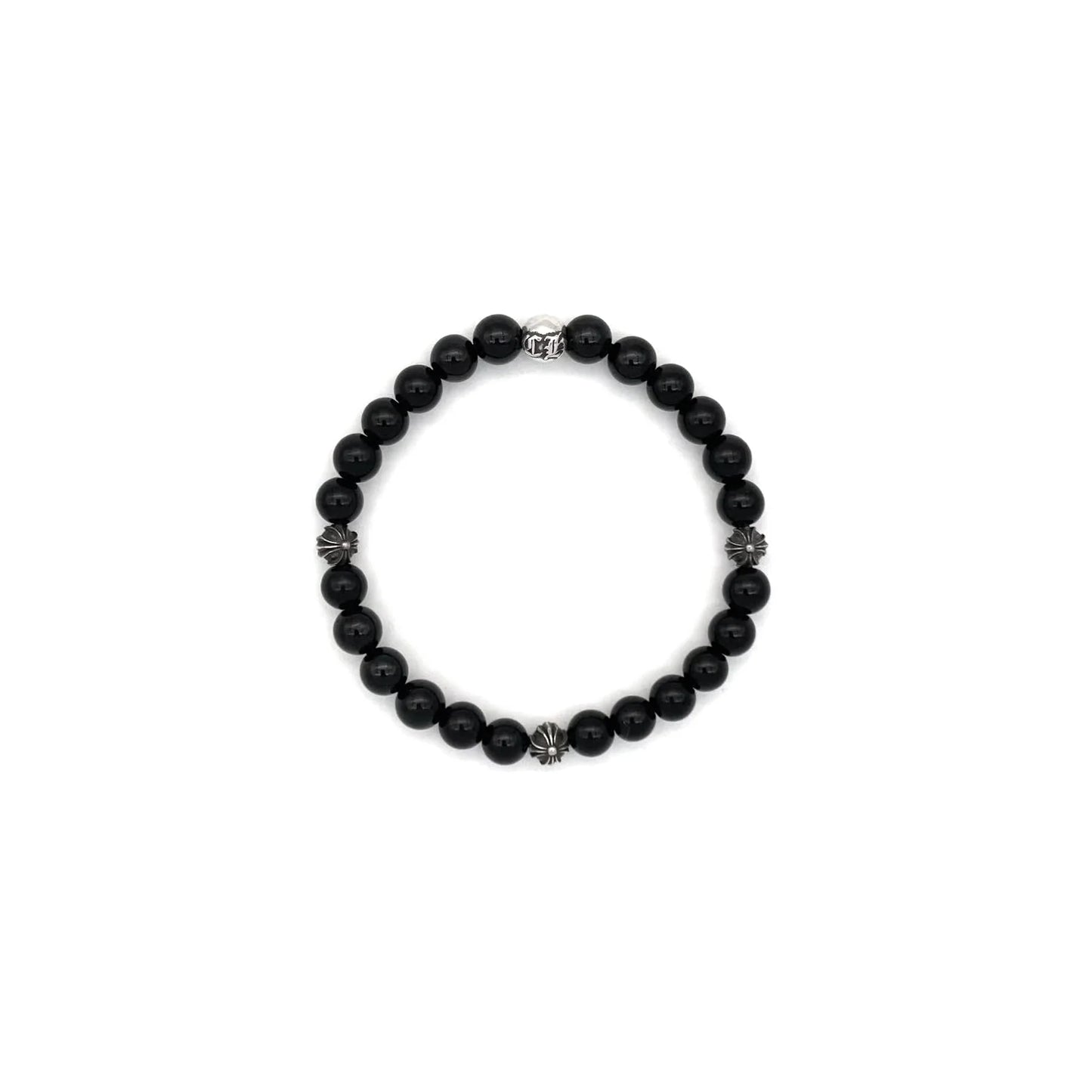 6MM 4 Silver Cross Bead Chrome Hearts Bracelet
