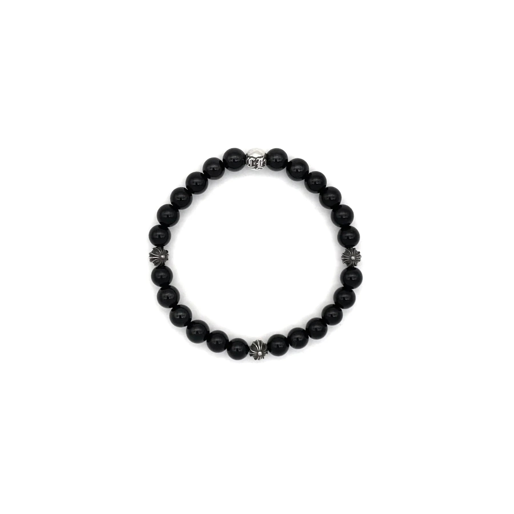 6MM 4 Silver Cross Bead Chrome Hearts Bracelet
