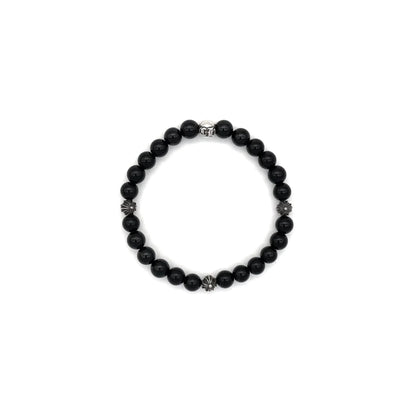 6MM 4 Silver Cross Bead Chrome Hearts Bracelet