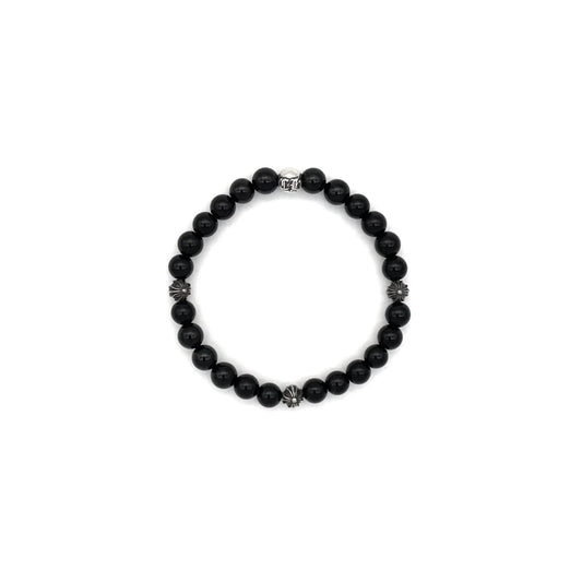 6MM 4 Silver Cross Bead Chrome Hearts Bracelet