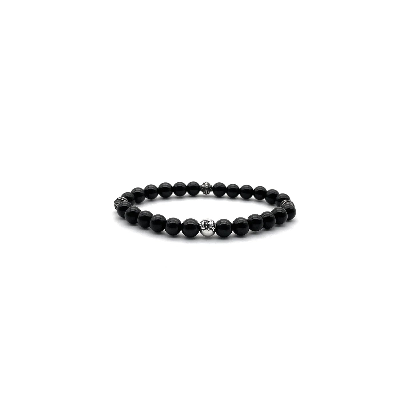 6MM 4 Silver Cross Bead Chrome Hearts Bracelet