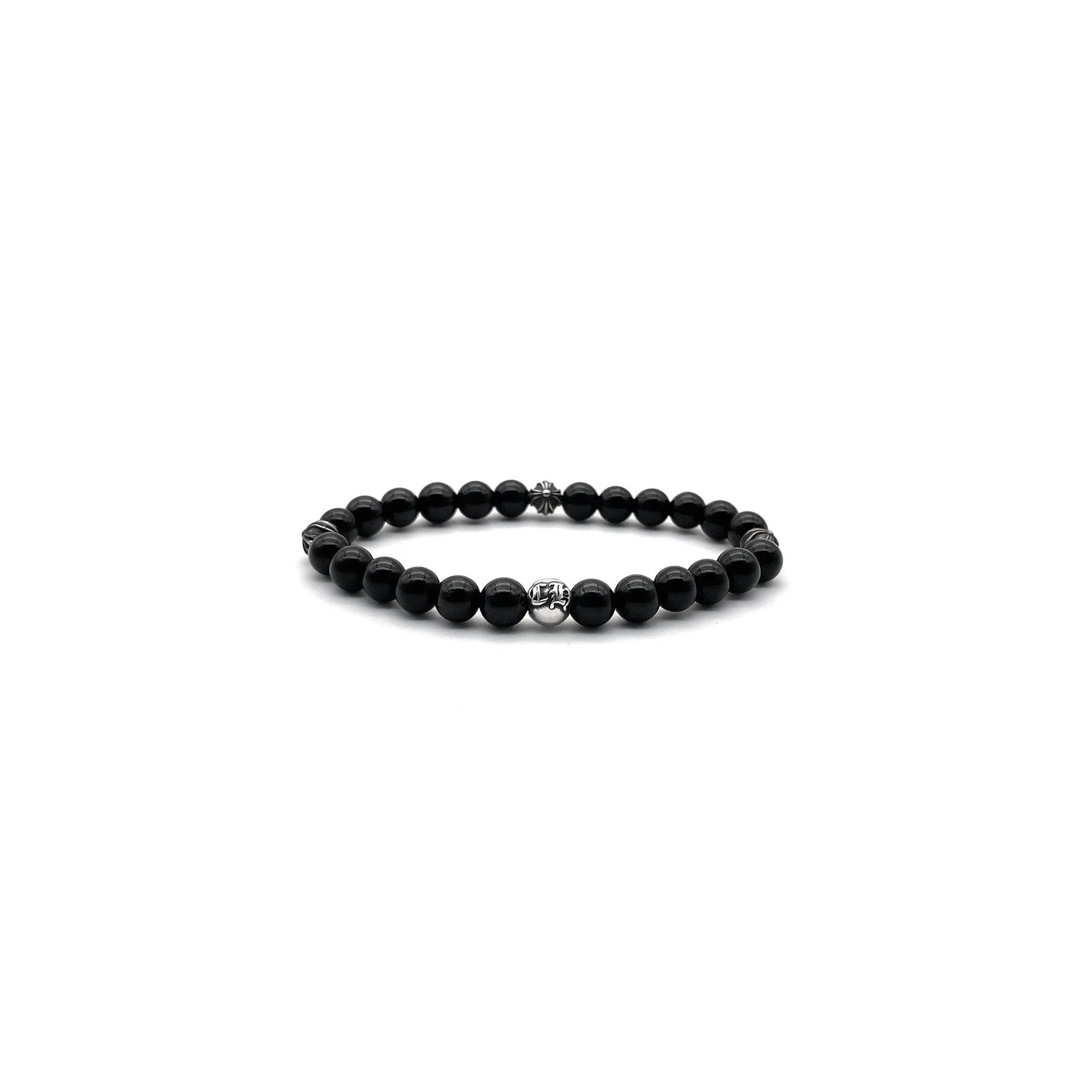 6MM 4 Silver Cross Bead Chrome Hearts Bracelet