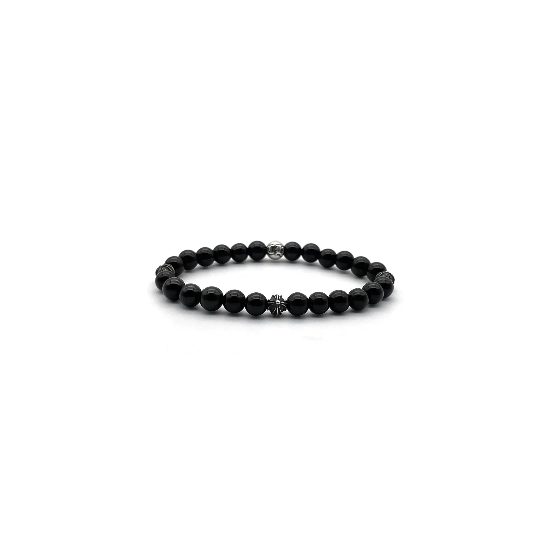 6MM 4 Silver Cross Bead Chrome Hearts Bracelet