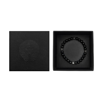 6MM 4 Silver Cross Bead Chrome Hearts Bracelet