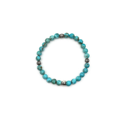 Chrome Hearts 6MM 4 Silver Cross Bead Bracelet Green