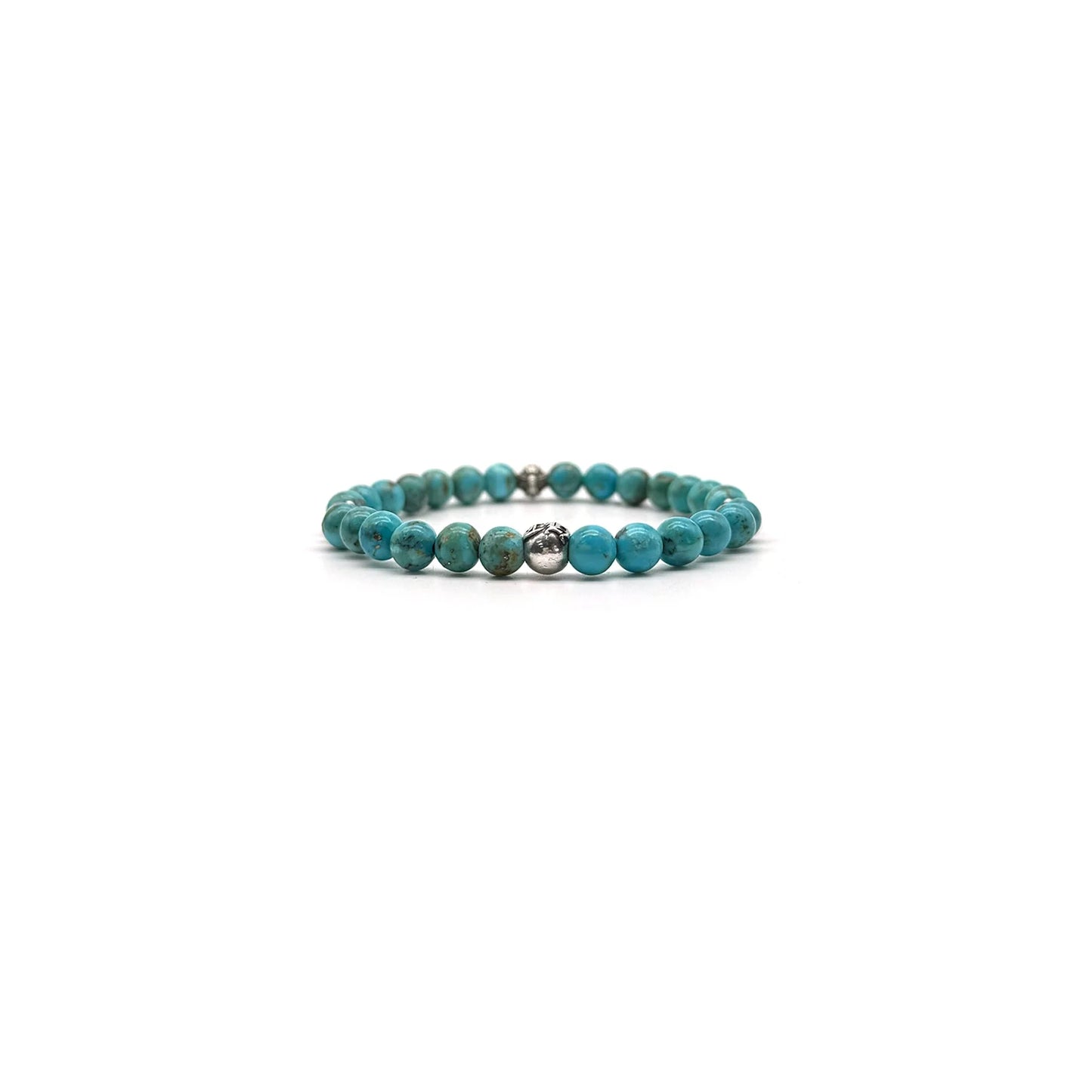 Chrome Hearts 6MM 4 Silver Cross Bead Bracelet Green