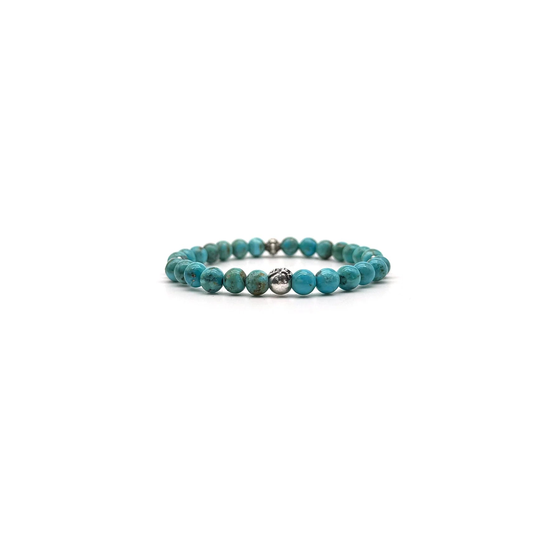 Chrome Hearts 6MM 4 Silver Cross Bead Bracelet Green