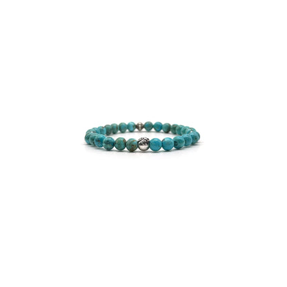 Chrome Hearts 6MM 4 Silver Cross Bead Bracelet Green