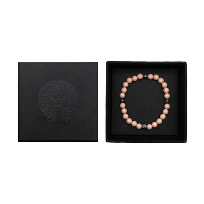 Chrome Hearts 6MM 4 Silver Cross Bead Bracelet Pink