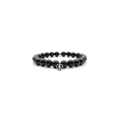 6mm Silver Cross Beaded Chrome Hearts Black Bracelet