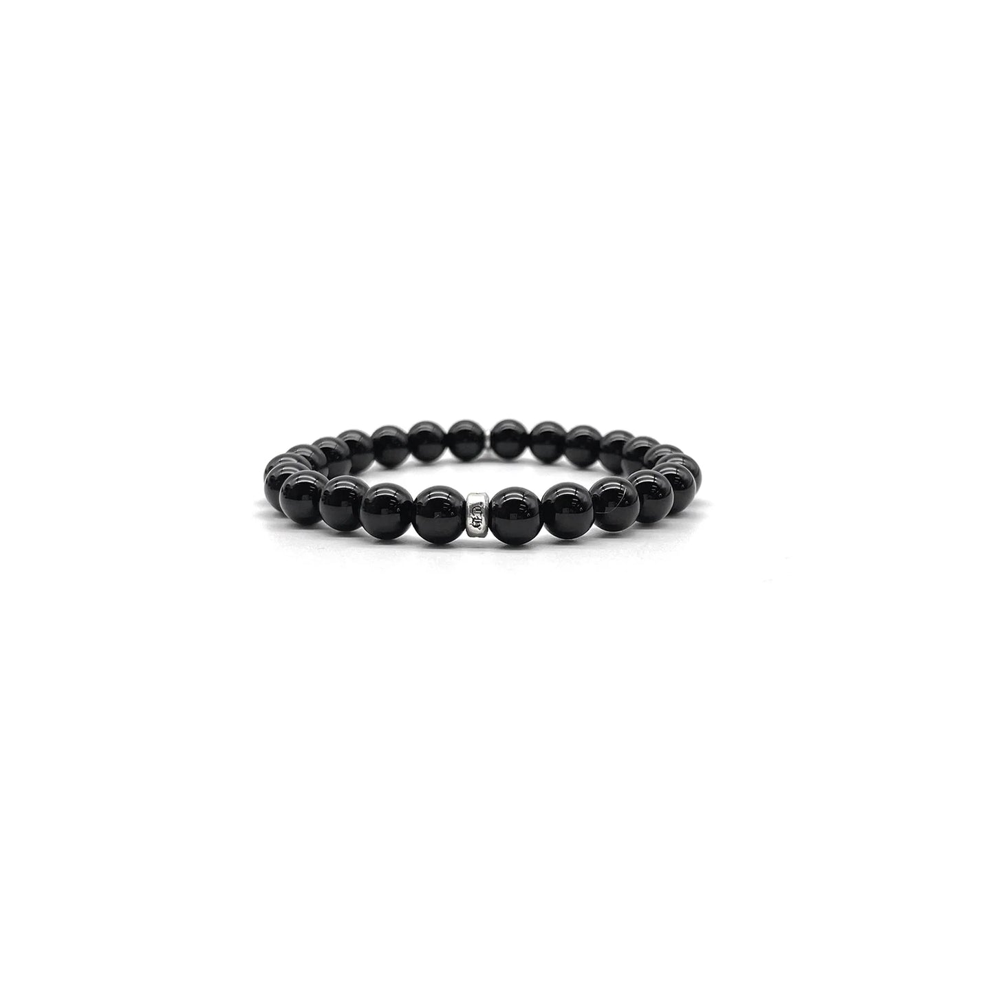 6mm Silver Cross Beaded Chrome Hearts Black Bracelet