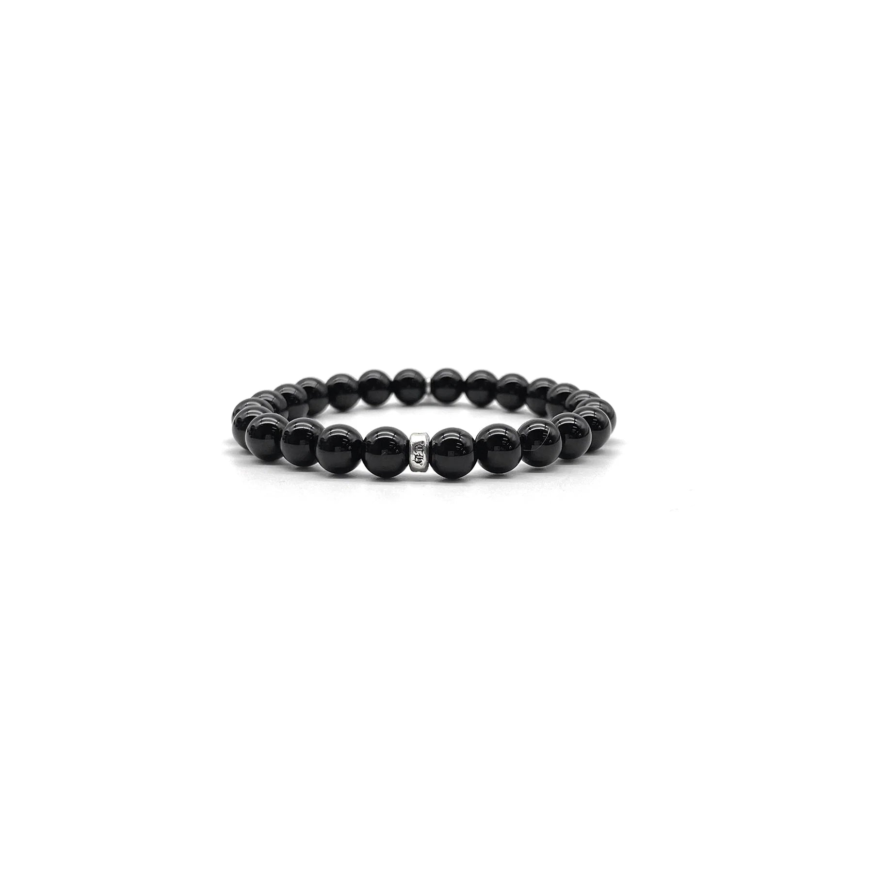 6mm Silver Cross Beaded Chrome Hearts Black Bracelet