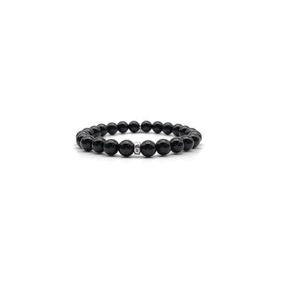 6mm Silver Cross Beaded Chrome Hearts Black Bracelet