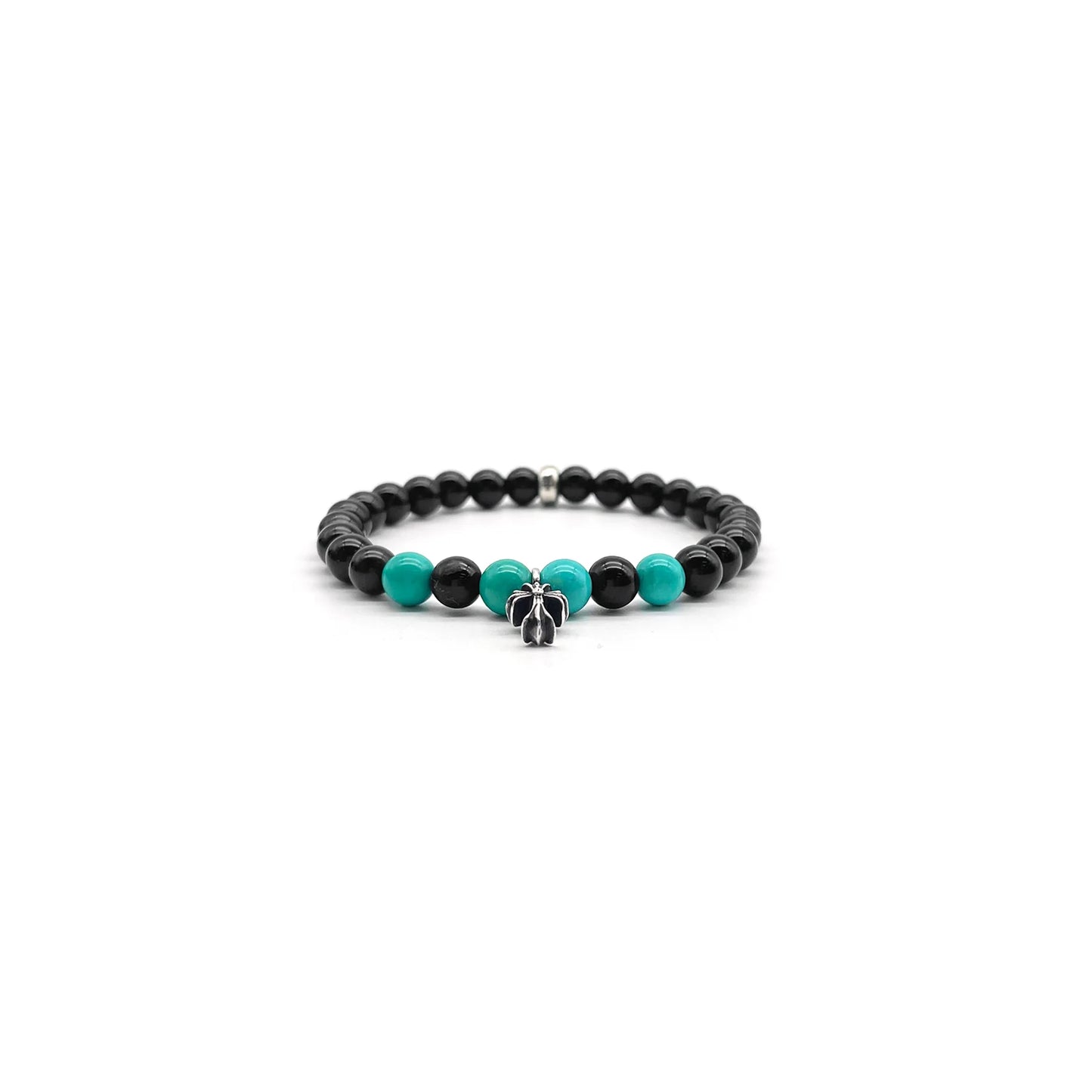 6mm Silver Cross Beaded Bracelet Chrome Hearts Black&Green