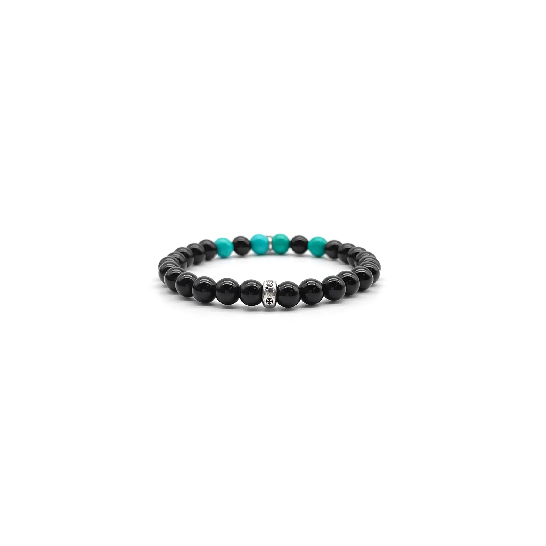 6mm Silver Cross Beaded Bracelet Chrome Hearts Black&Green