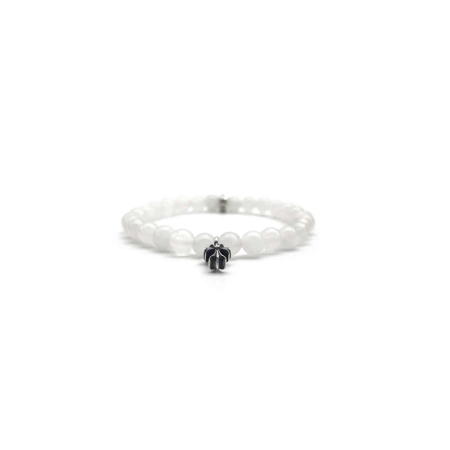 Chrome Hearts 6mm Silver Cross Beaded Bracelet White
