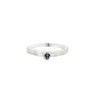 Chrome Hearts 6mm Silver Cross Beaded Bracelet White