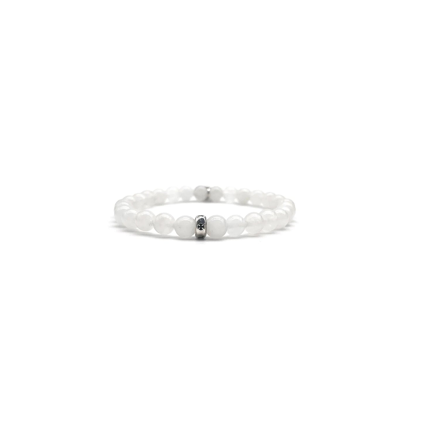 Chrome Hearts 6mm Silver Cross Beaded Bracelet White
