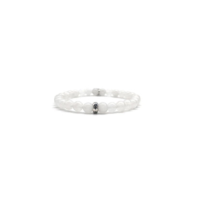 Chrome Hearts 6mm Silver Cross Beaded Bracelet White
