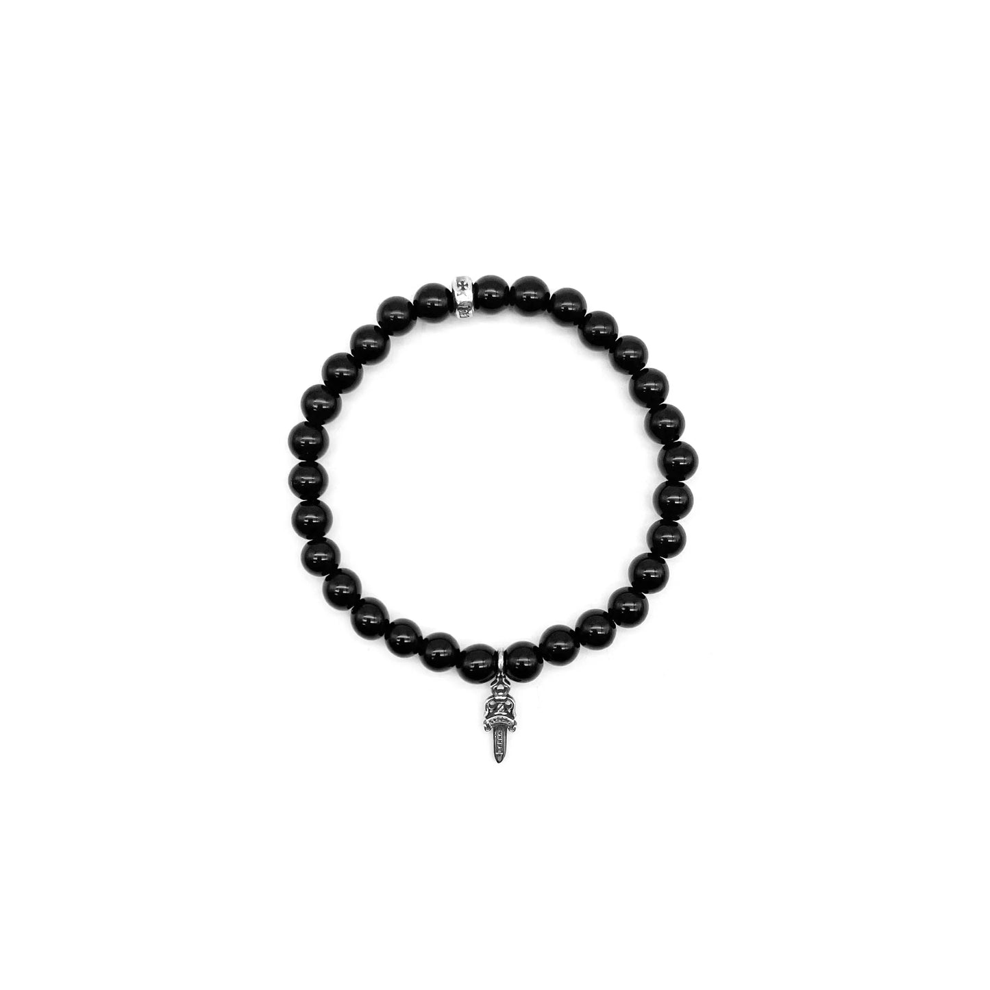 6mm Silver Dagger Chrome Hearts Beaded Bracelet