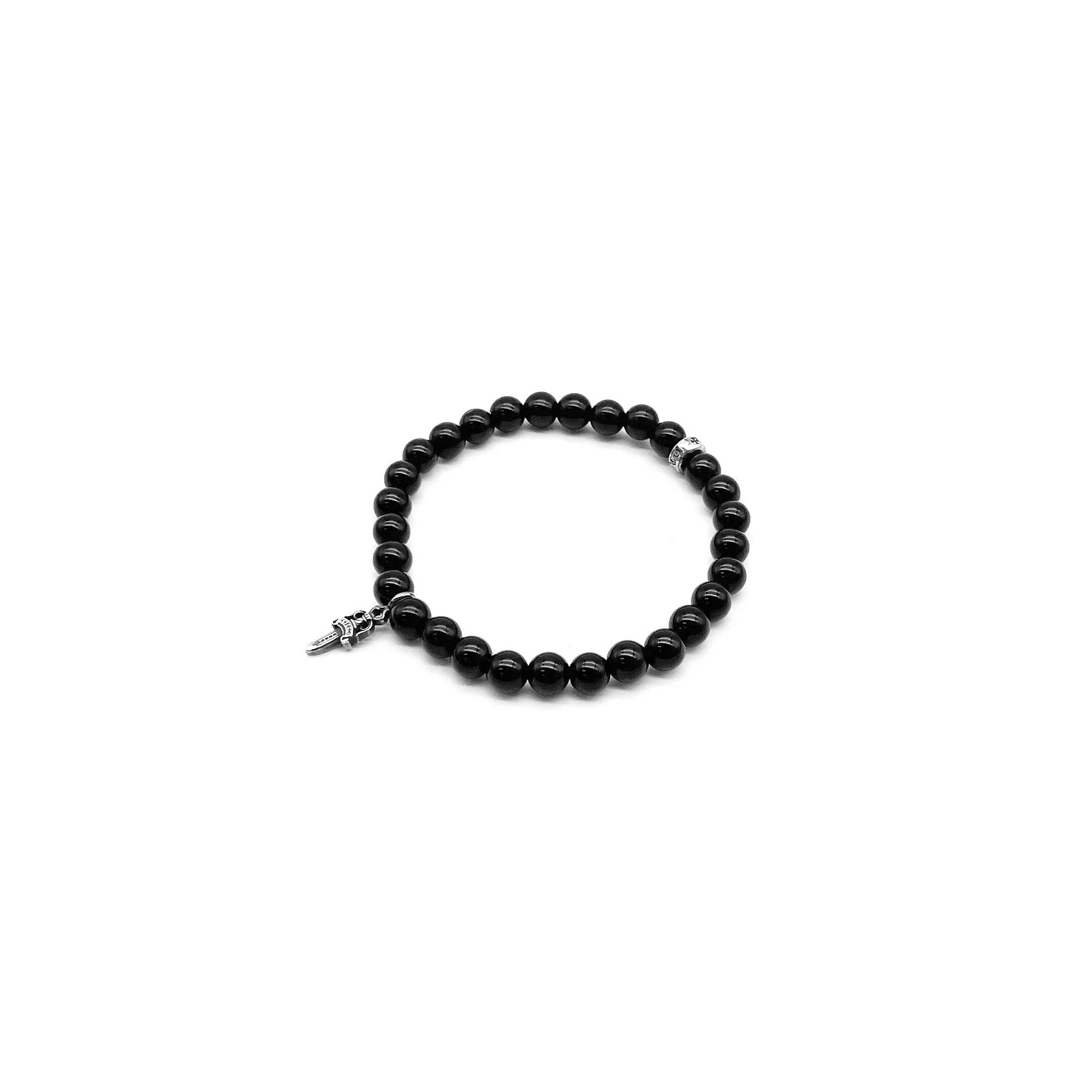 6mm Silver Dagger Chrome Hearts Beaded Bracelet