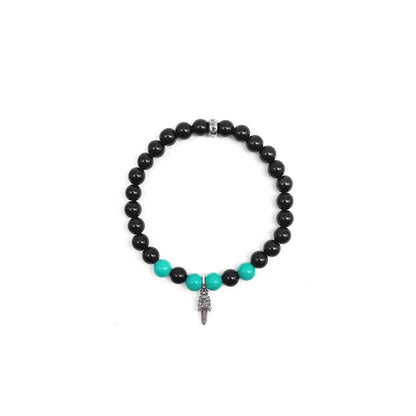 Black&Green 6mm Silver Dagger Beaded Bracelet