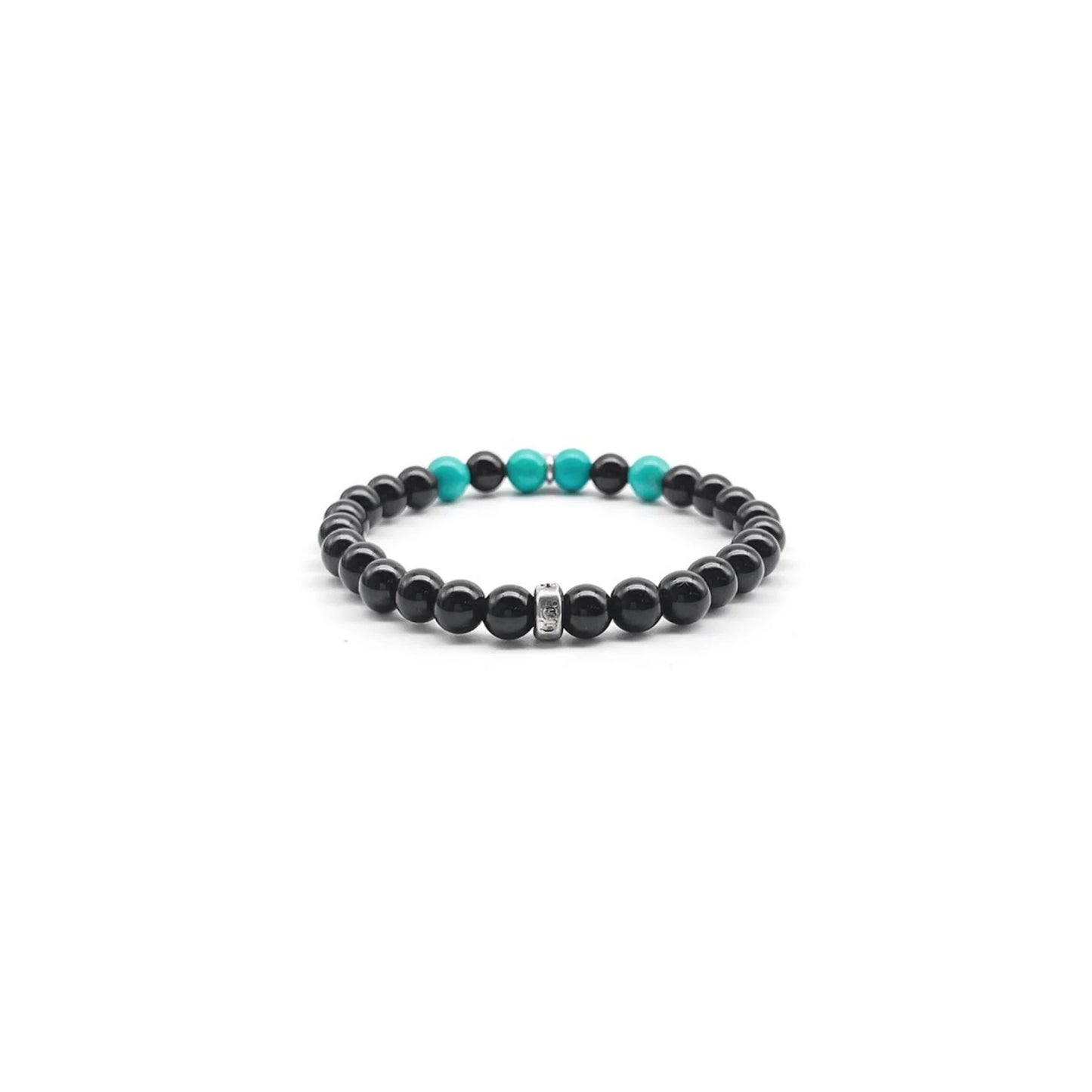Black&Green 6mm Silver Dagger Beaded Bracelet