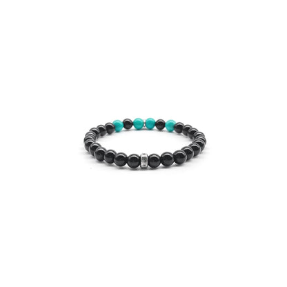 Black&Green 6mm Silver Dagger Beaded Bracelet